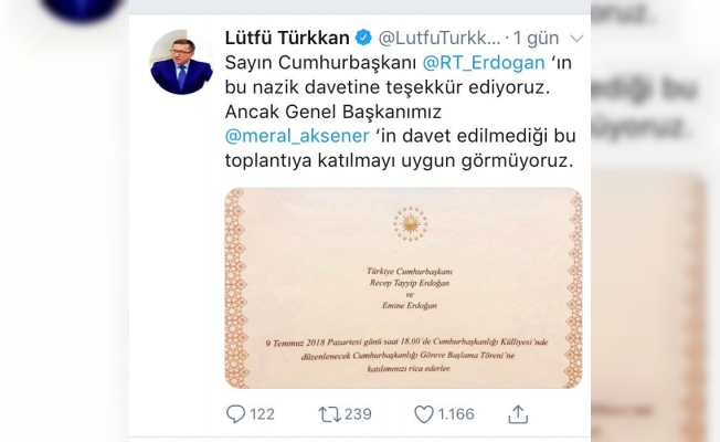 Lütfü Türkkan : Yemin törenine katılmayacağız
