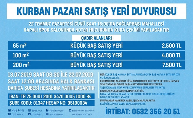 Darıca'da Kurban Pazarı alanı satışları başladı