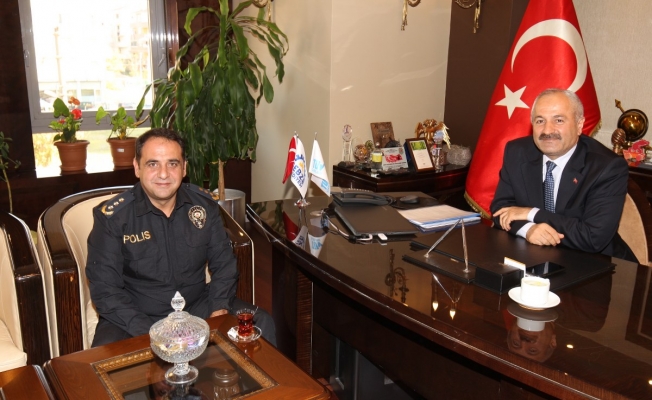 Yeni İlçe Emniyet Müdürü Bilgili  Başkan Büyükgöz'ün makamında