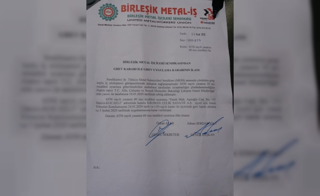 Birleşik-Metal'de İşyerlerine grev ilanı asıldı!