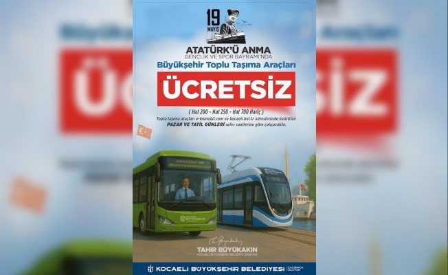 19 Mayıs'ta Kocaeli'nde ulaşım ücretsiz