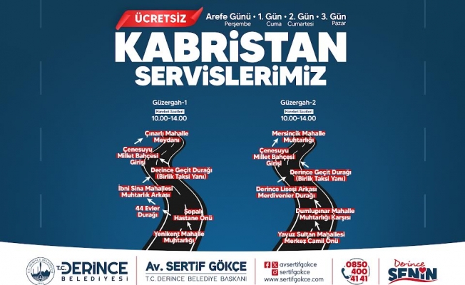 Derince'de Bayramda mezarlıklara ücretsiz ulaşım