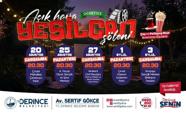 Derince'de açık havada sinema şöleni başlıyor